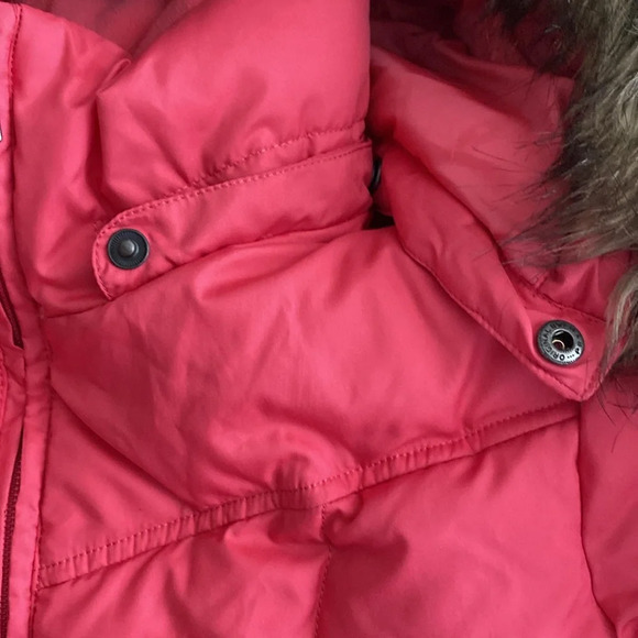 Lands End Puffer Pink Faux Fur Removable Hood Winter Jacket - Picture 9 of 16